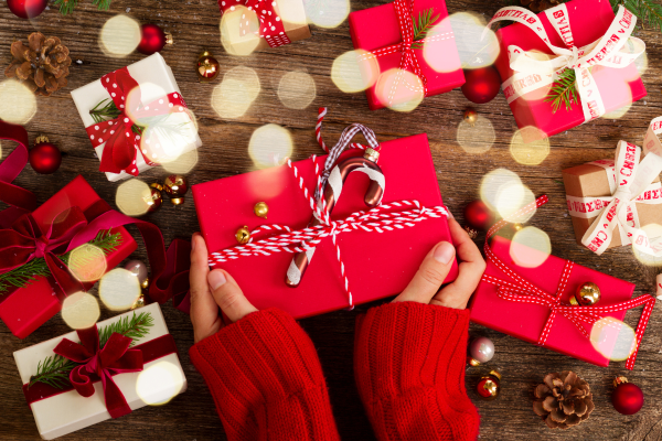 Woman with gift in hand